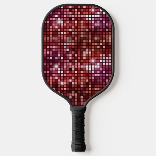 Groovy Red Disco Ball Retro 70er Pickleball Schläger (Vorderseite)