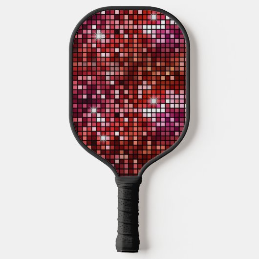 Groovy Red Disco Ball Retro 70er Pickleball Schläger (Rückseite)