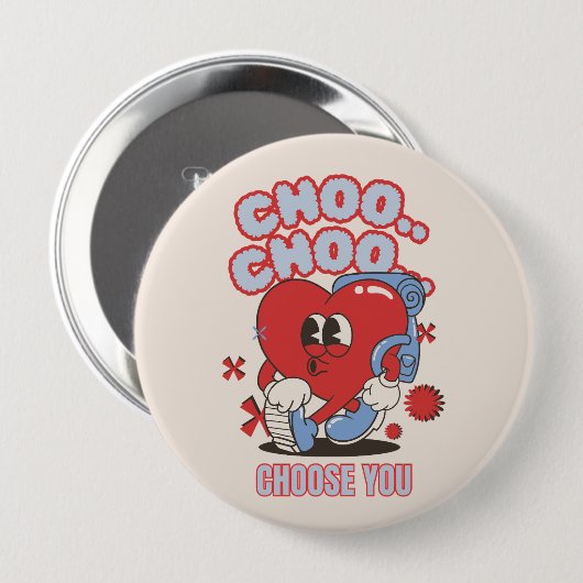 Groovy Red Heart singend Valentines Button (Vorne & Hinten)