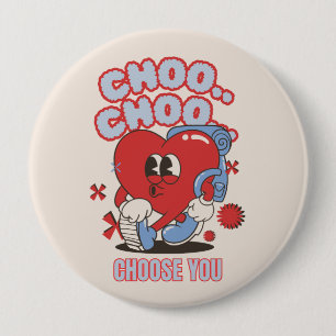 Groovy Red Heart singend Valentines Button