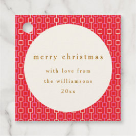 Groovy Red Pink Retro Niedlicher Individuelle Name Geschenkanhänger