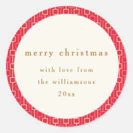 Groovy Red Pink Retro Niedlicher Individuelle Name Runder Aufkleber