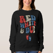 Groovy Red White And Due Baby Reveal 4th of July M Sweatshirt (Vorderseite)