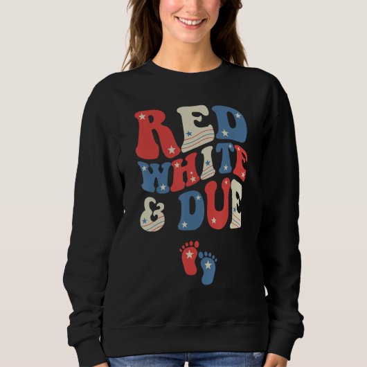 Groovy Red White And Due Baby Reveal 4th of July M Sweatshirt (Vorderseite)