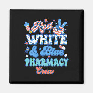 Groovy Red White Blue Apotheken-Crew Apotheker 4. Magnet