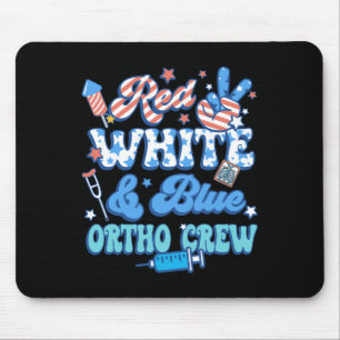 Groovy Red White Blue Ortho Crew Ortho Nurse 4. Mousepad