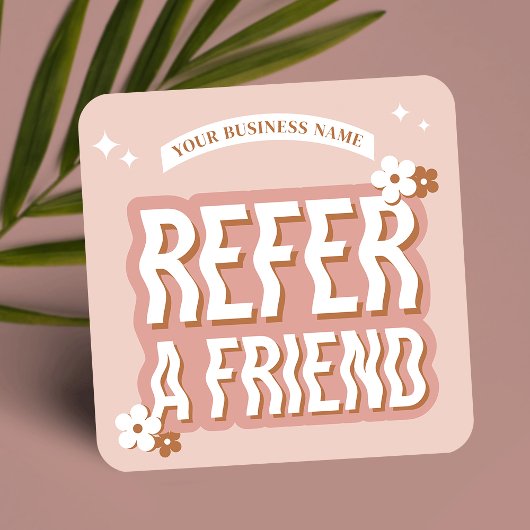 Groovy Refer a Friend Trendy Retro Beauty Salon Empfehlungskarte