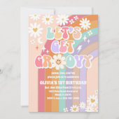 Groovy Regenbogen 1. Geburtstagseinladung Einladung (Vorderseite)