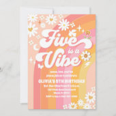 Groovy Regenbogen 5. Geburtstagseinladung Einladung (Vorderseite)