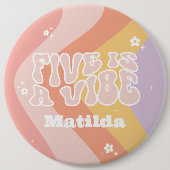 Groovy Regenbogen 5 ist eine vibe 60er Jahre Retro Button (Vorderseite)