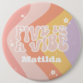 Groovy Regenbogen 5 ist eine vibe 60er Jahre Retro Button