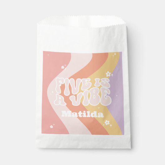 Groovy Regenbogen 5 ist eine vibe 60er Jahre Retro Geschenktütchen (Vorderseite)