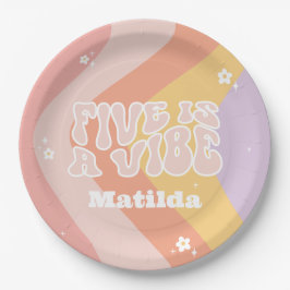 Groovy Regenbogen 5 ist eine vibe 60er Jahre Retro Pappteller