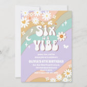Groovy Regenbogen 6. Geburtstagseinladung Einladung (Vorderseite)