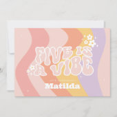 Groovy Regenbogen Five ist eine vibe 60er Retro-Di Einladung (Vorderseite)