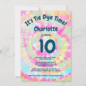 Groovy Regenbogen gefärbte Krawatte 10. Kindergebu Einladung (Vorderseite)