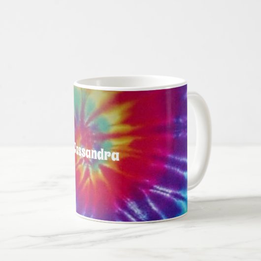 Groovy Regenbogen-gefärbte KrawatteHippie Kaffeetasse (VorderseiteRechts)