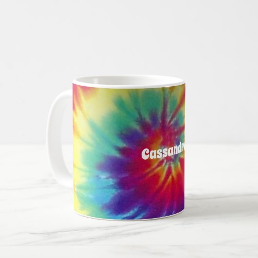 Groovy Regenbogen-gefärbte KrawatteHippie Kaffeetasse (Vorderseite Links)