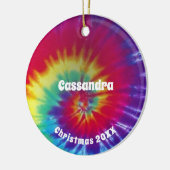 Groovy Regenbogen-gefärbte KrawatteHippie Keramik Ornament (Links)