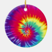Groovy Regenbogen-gefärbte KrawatteHippie Keramik Ornament (Hinten)