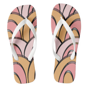 Groovy Regenbogen Orange Rosa Muster Badesandalen
