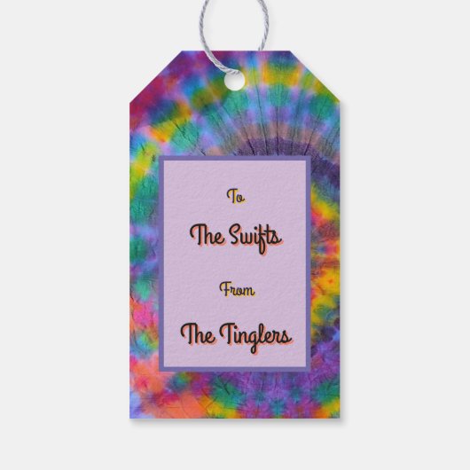Groovy Regenbogen-Tie-Dye Geschenkanhänger (Rückseite)
