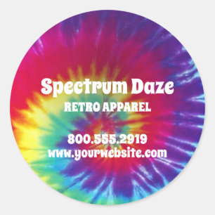 Groovy Regenbogen-Tie-Dye-Hippie Runder Aufkleber