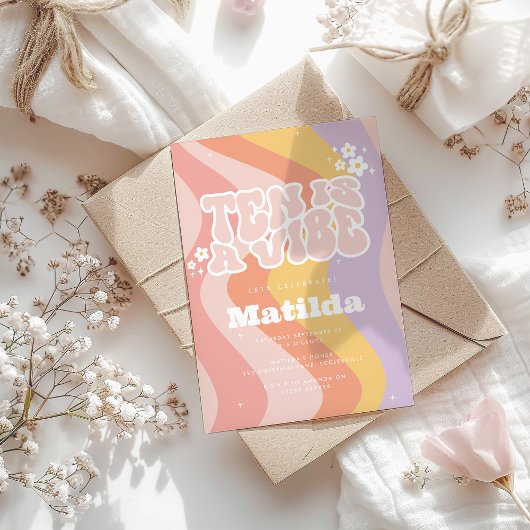 Groovy Regenbogen zehn ist eine vibe 60er Jahre Re Einladung