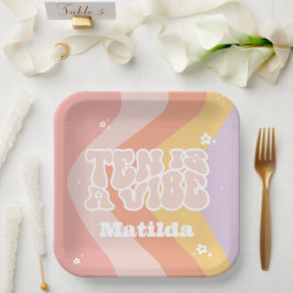 Groovy Regenbogen zehn ist eine vibe 60er Jahre Re Pappteller