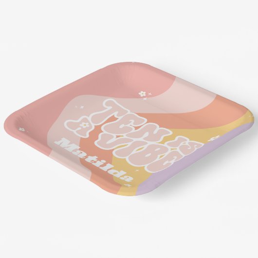 Groovy Regenbogen zehn ist eine vibe 60er Jahre Re Pappteller (Gewinkelt)