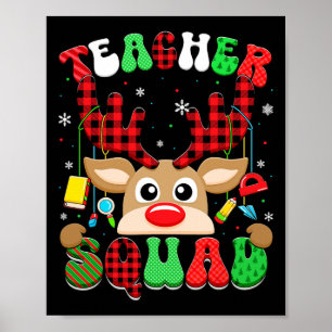 Groovy Reindeer Teacher Squad Weihnachtsmann Mens Poster