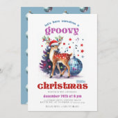 Groovy Rentier Diskothek Ball Funny Christmas Part Einladung (Vorne/Hinten)