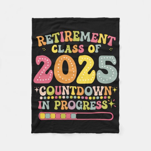 Groovy Retirement Cl Of 2025 Teacher Countdown Loa Fleecedecke (Vorderseite)