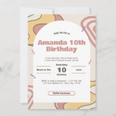 Groovy Retro 10. Geburtstagsparty Einladung (Vorderseite)