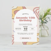 Groovy Retro 10. Geburtstagsparty Einladung (Stehend Vorderseite)