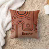 Groovy Retro 1960er Linear Design Burnt Orange Kissen (Decke)