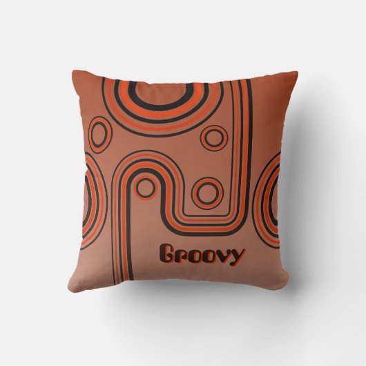 Groovy Retro 1960er Linear Design Burnt Orange Kissen (Rückseite)
