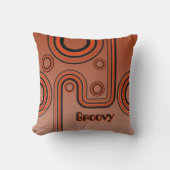 Groovy Retro 1960er Linear Design Burnt Orange Kissen (Vorderseite)