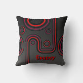 Groovy Retro 1960s Lineares Design Orange und Schw Kissen (Rückseite)