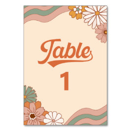 Groovy Retro 1970er Daisy Floral Tischnummer