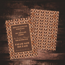 Groovy Retro 1970er Jahre braune und orangefarbene Save The Date