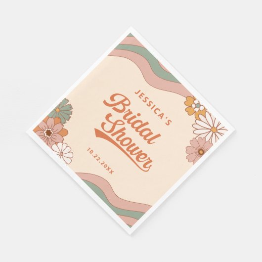 Groovy Retro 1970er Jahre Brautparty Serviette (Ecke)