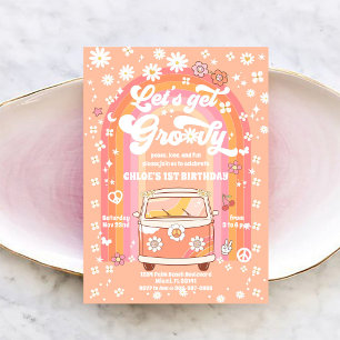Groovy Retro 1. Geburtstagseinladung Einladung