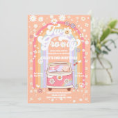 Groovy Retro 2nd Birthday Invitation Einladung (Stehend Vorderseite)