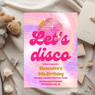 Groovy Retro 60. Let's Disco Geburtstagsparty Einladung