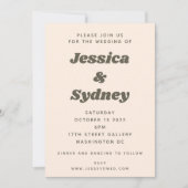 Groovy Retro 60er 70er Aesthetic Olive Green Weddi Einladung (Vorderseite)