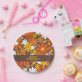 Groovy Retro 60er 70er Blume Pattern Brown Orange Pappteller (Party)