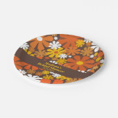 Groovy Retro 60er 70er Blume Pattern Brown Orange Pappteller (Schrägansicht)