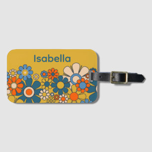 Groovy Retro 60er 70er Blume Personalisiert Gepäckanhänger