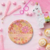 Groovy Retro 60er 70er Blume Rosa und Gelb Pappteller (Party)